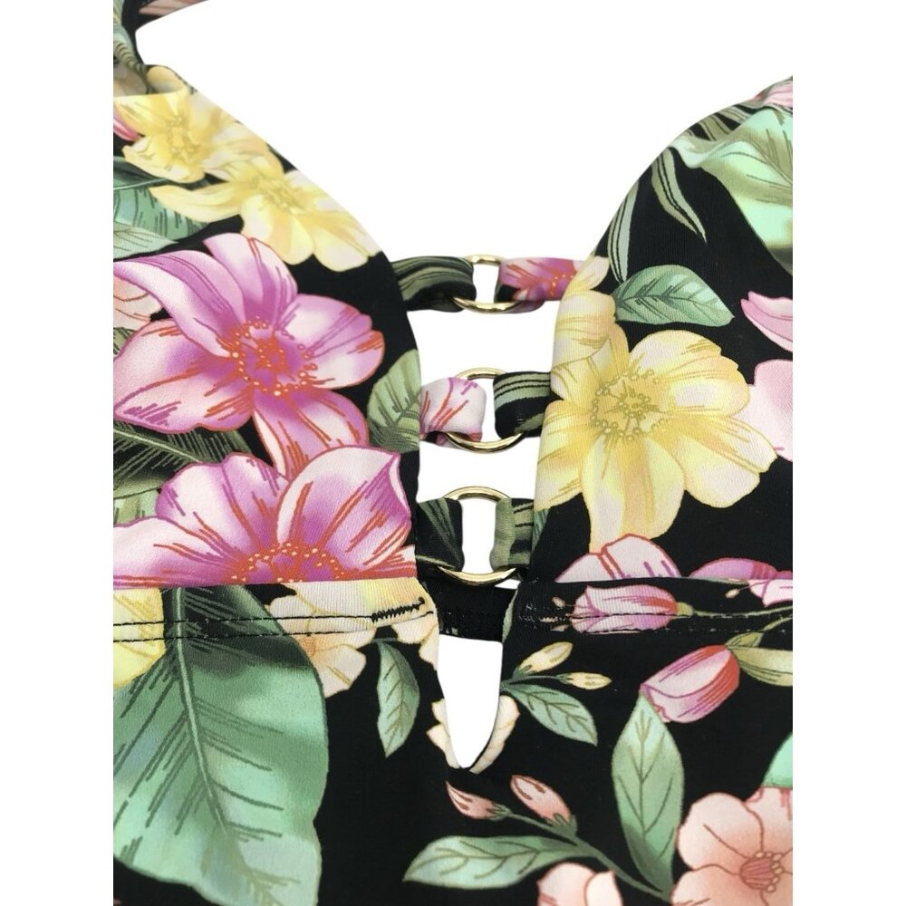 Amavi Tankini Swim Top Womens Size XS Floral Tropical Pink Black Yellow - Picture 6 of 9